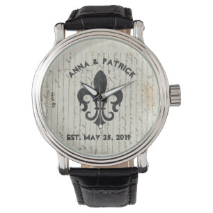  Frans Ephemera Fleur De Lis Custom Horloge
