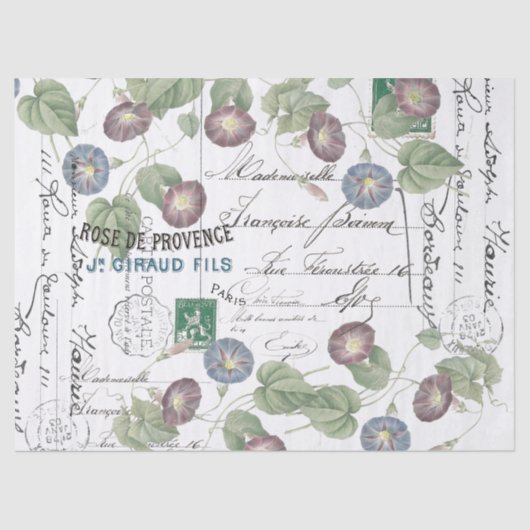 Frans Ephemera Morning Glory Flowers Tissue Paper Tissuepapier (Voorkant)