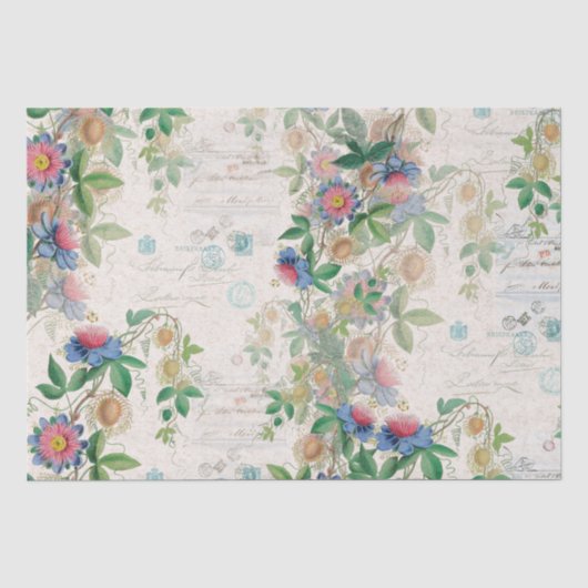 Frans Ephemera Roos Passionflower Weefpapier Tissuepapier (Voorkant)