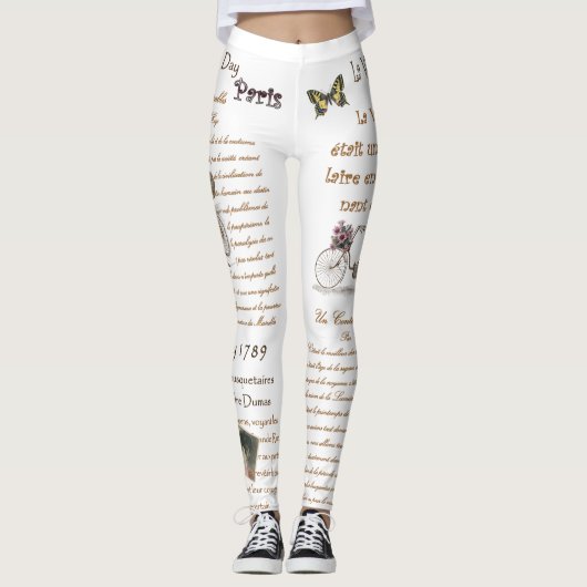 Frans esphemera ~ Script ~ handschrift ~ Paris ~*~ Leggings (Voorkant)