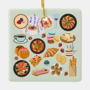Frans eten keramisch ornament