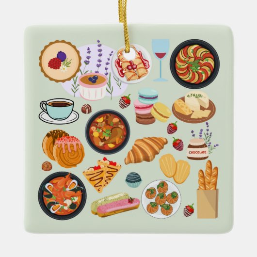 Frans eten keramisch ornament (Voorkant)