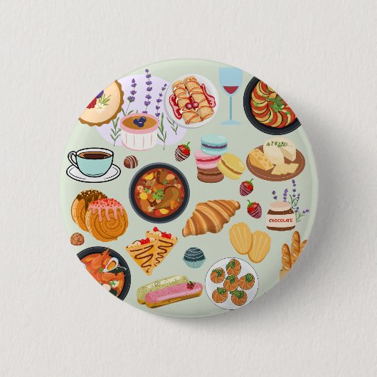 Frans eten ronde button 5,7 cm (Voorkant)
