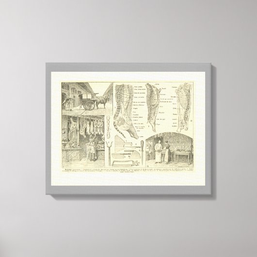  Frans eten, vleesdelen van de slager Canvas Afdruk (Voorkant)