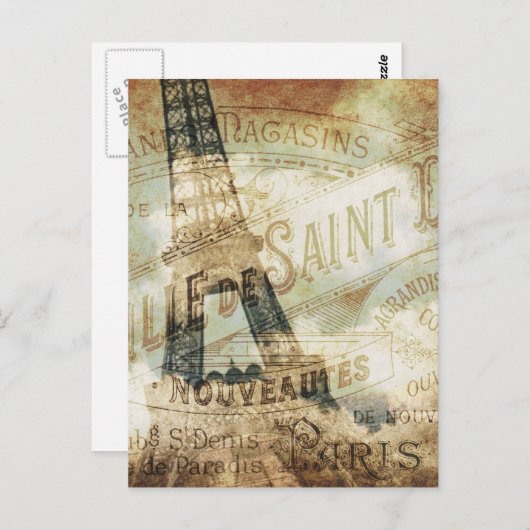  Frans Etiket en Eiffeltoren Briefkaart (Voorkant / Achterkant)