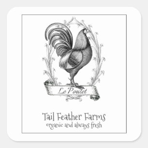  Frans etiket van Logo Boerderij voor kippen