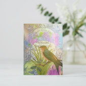 Frans etiket voor collage-vogelparfumkalk Briefkaart (Staand voorkant)