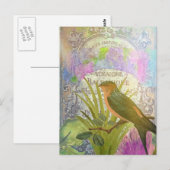 Frans etiket voor collage-vogelparfumkalk Briefkaart (Voorkant / Achterkant)