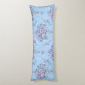 Frans Europees Blauw Wit Victoriaans Stijl Bloemen Lichaamskussen (Achterkant (Verticaal))