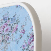 Frans Europees Blauw Wit Victoriaans Stijl Bloemen Pickleball Paddle (Links Detail)