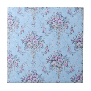 Frans Europees Blauw Wit Victoriaans Stijl Bloemen Tegeltje