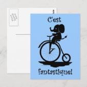 Frans Fantastisch Elephant Pennyfarthing Bike Briefkaart (Voorkant / Achterkant)
