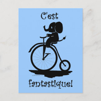 Frans Fantastisch Elephant Pennyfarthing Bike Briefkaart