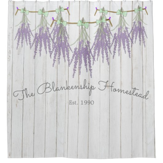 Frans Farmhouse Lavender Bundle Green Bow Douchegordijn (Voorkant)