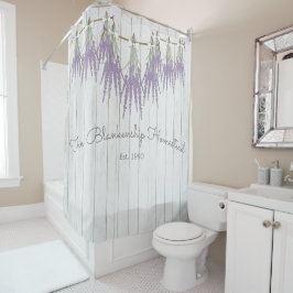 Frans Farmhouse Lavender Bundle White Bow Douchegordijn