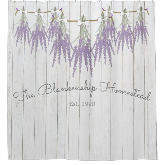 Frans Farmhouse Lavender Bundle White Bow Douchegordijn (Voorkant)