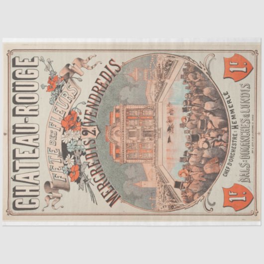 Frans Festival van bloemen Ephemera Decoupage Tissuepapier (Voorkant)