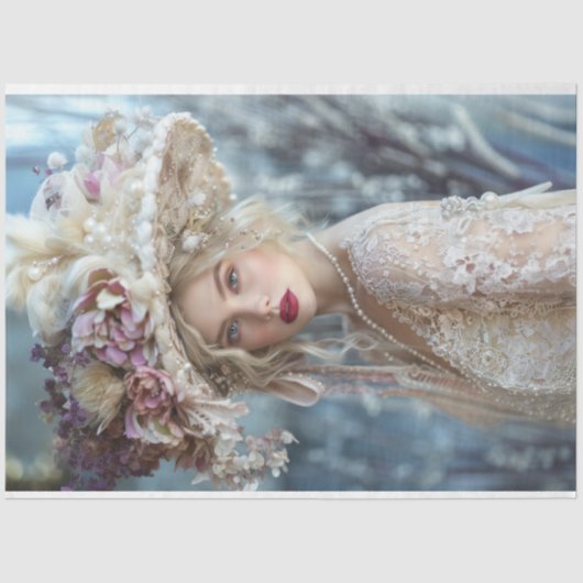  Frans Flapper Stijl Dame Decoupage Tissuepapier (Voorkant)