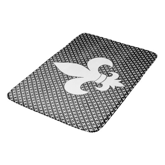 Frans Fleur de Lis Black en White Pattern Badmat (Gekanteld)