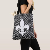 Frans Fleur de Lis Black en White Pattern Busine Tote Bag (Dichtbij)