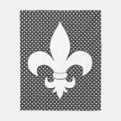 Frans Fleur de Lis Black en White Pattern Fleece Deken (Voorkant)