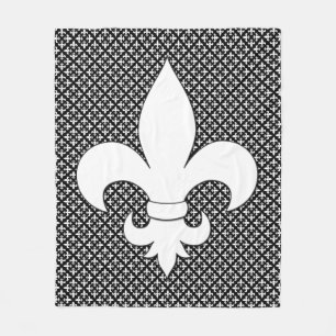 Frans Fleur de Lis Black en White Pattern Fleece Deken