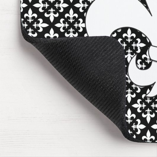 Frans Fleur de Lis Black en White Pattern Muismat (Hoek)