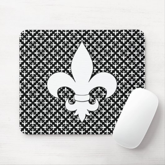 Frans Fleur de Lis Black en White Pattern Muismat (Met muis)