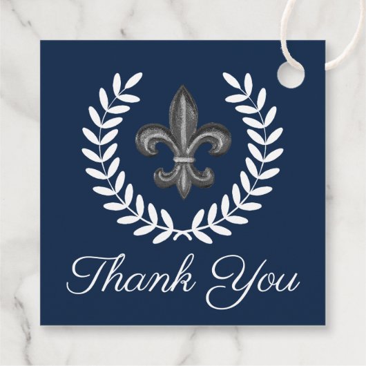 Frans Fleur de Lis & Laurels | Dank u wel Bedankjes Labels (Achterkant)