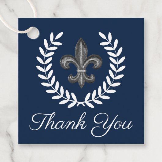 Frans Fleur de Lis & Laurels | Dank u wel Bedankjes Labels (Voorkant)