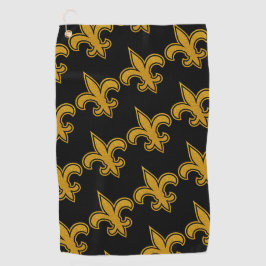 Frans Fleur De Lis Patroon Goud en Zwart Golfhanddoek