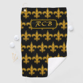 Frans Fleur De Lis Patroon Initialen Goud-Zwart Golfhanddoek (Insitu)
