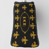Frans Fleur De Lis Patroon Initialen Goud-Zwart Golfheadcover (Draai 90)