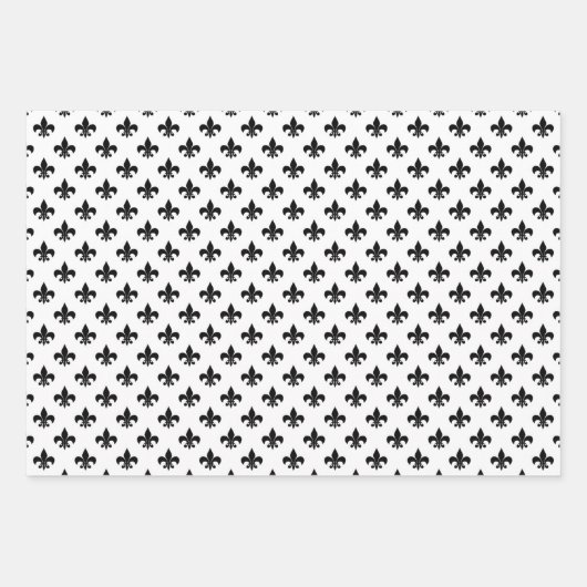 Frans fleur de lis-patroonzwart en wit inpakpapier vel (Voorkant 3)