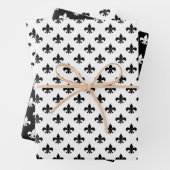 Frans fleur de lis-patroonzwart en wit inpakpapier vel (In situ)