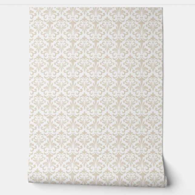 Frans Fleur de Lis Pattern Elegant  Beige Behang (Afrollen)