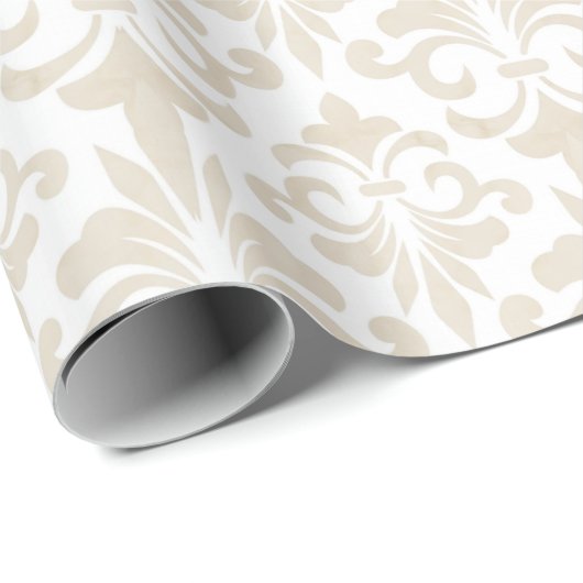 Frans Fleur de Lis Pattern Elegant  Beige Cadeaupapier (Rol Hoek)