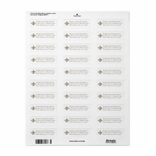  Frans Fleur de Lis Return Address Label (Full Sheet)