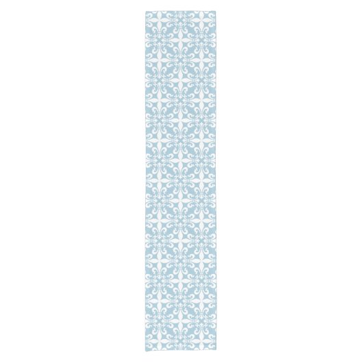 Frans Fleur de Lys Pattern Blue Korte Tafelloper (Voorkant)