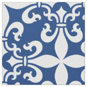 Frans Fleur de Lys Pattern Royal Blue Stof (Close Up)
