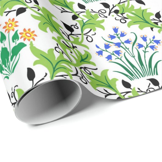 Frans Floral en Leaf Cadeaupapier (Rol Hoek)