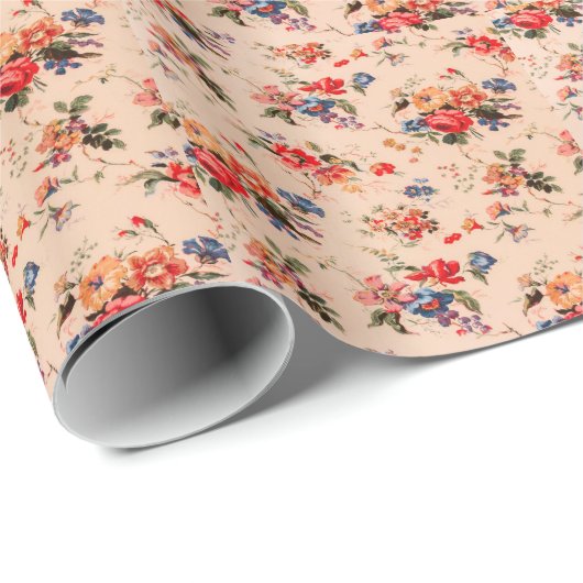  Frans Floral Pattern Cadeaupapier (Rol Hoek)