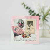  Frans Floral Teacup Pink Fan Lace Lijst Kaart (Staand voorkant)