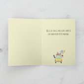 Frans Gefeliciteerd met Trouwdag Gele Auto Kaart (Binnen)