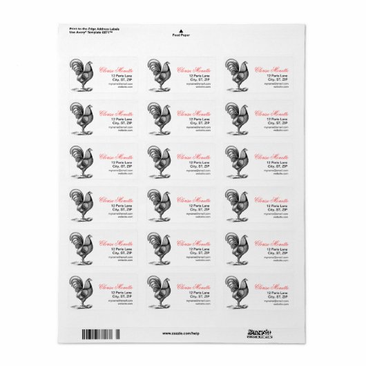  Frans geïllustreerd haan label (Full Sheet)