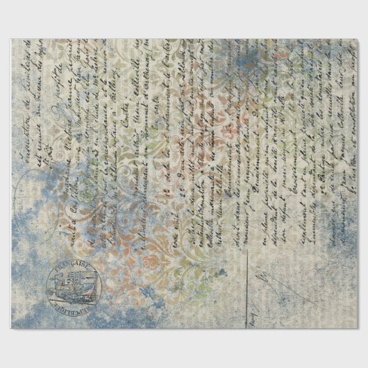  Frans geïnspireerd pastolblauw omslagpapier Cadeaupapier (Vlak)