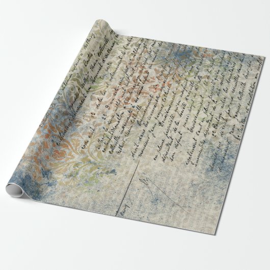 Frans geïnspireerd pastolblauw omslagpapier Cadeaupapier (Uitgerold)