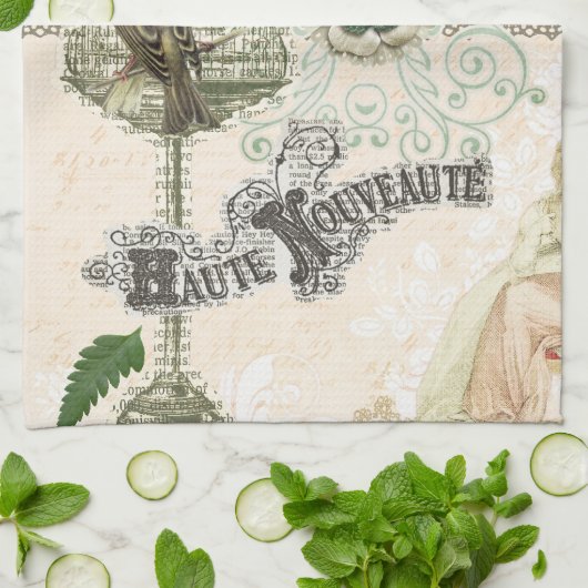 Frans Geïnspireerd Shabby Chic Bird Cage Theedoek (Gevouwen)