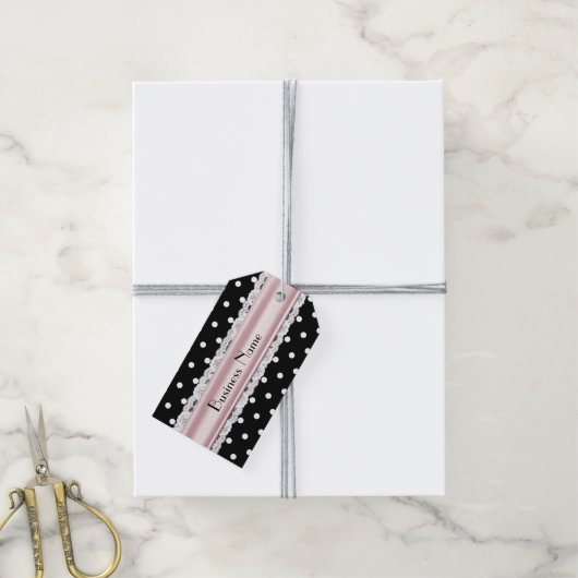 Frans geïnspireerde Polka Dot aangepaste zakelijke Cadeaulabel (Met Touw)