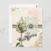 Frans geïnspireerde Shabby Chic Bird Cage Briefkaart (Voorkant / Achterkant)